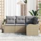 Preview: 4-teiliges Garten Sofa Set mit Kissen Beige Poly Rattan, 2-sitziges Garten Sofa mit Kissen Beige Poly Rattan