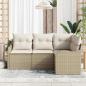 Preview: 4-teiliges Garten Sofa Set mit Kissen Beige Poly Rattan, 2-Sitzer Garten Sofa mit Kissen Beige Poly Rattan