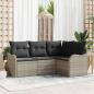 Preview: ARDEBO.de - Gartensofa-set 4 pcs Hellgrau Poly-Rattan