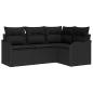 Preview: 4-teilige Garten Sofaset mit Kissen Schwarz Poly Rattan, 2-Sitzer Garten Sofa mit Kissen Schwarz Poly Rattan