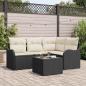 Preview: ARDEBO.de - 4-teiliges Garten Sofa Set mit Kissen Braun Poly Rattan, 2-Sitzer Garten Sofa mit Kissen Schwarz Poly Rattan
