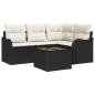 Preview: 4-teiliges Garten Sofa Set mit Kissen Braun Poly Rattan, 2-Sitzer Garten Sofa mit Kissen Schwarz Poly Rattan