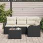 Preview: 4-teiliges Garten Sofa Set mit Kissen Braun Poly Rattan, 2-Sitzer Garten Sofa mit Kissen Schwarz Poly Rattan