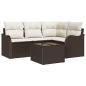 Preview: 4-teiliges Garten Sofa Set mit Kissen Grau Poly Rattan, 2-Sitzer Garten Sofa mit Kissen Braun Poly Rattan