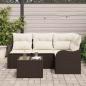 Preview: 4-teiliges Garten Sofa Set mit Kissen Grau Poly Rattan, 2-Sitzer Garten Sofa mit Kissen Braun Poly Rattan
