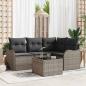 Preview: ARDEBO.de - 4-teiliges Garten Sofa Set mit Kissen Schwarzes Poly Rattan, 2-Sitzer Garten Sofa mit Kissen Graues Poly Rattan