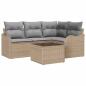 Preview: 5-teiliges Garten-Sofa-Set mit Kissen Schwarzes Poly-Rattan, 2-Sitzer Garten-Sofa mit Kissen Beiges Poly-Rattan