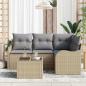 Preview: 5-teiliges Garten-Sofa-Set mit Kissen Schwarzes Poly-Rattan, 2-Sitzer Garten-Sofa mit Kissen Beiges Poly-Rattan
