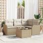 Preview: ARDEBO.de - 5-teiliges Garten Sofa Set mit Kissen Braunes Poly Rattan, 2-Sitzer Garten Sofa mit Kissen Beiges Poly Rattan
