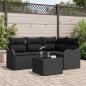 Preview: ARDEBO.de - 5-teiliges Garten Sofa Set mit Kissen Beige Poly Rattan, 2-Sitzer Garten Sofa mit Kissen Schwarz Poly Rattan
