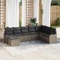 Preview: ARDEBO.de - 8-teiliges Garten Sofa Set mit Kissen Grau Poly Rattan, 2-Sitzer Garten Sofa mit Kissen Grau Poly Rattan