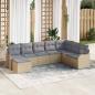 Preview: ARDEBO.de - 8-teiliges Garten Sofa Set mit Kissen Beige Poly Rattan, 2-Sitzer Garten Sofa mit Kissen Beige Poly Rattan