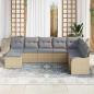 Preview: 8-teiliges Garten Sofa Set mit Kissen Beige Poly Rattan, 2-Sitzer Garten Sofa mit Kissen Beige Poly Rattan