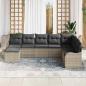 Preview: 8-teiliges Garten-Sofa-Set mit Kissen Hellgrau Poly Rattan, 2-Sitzer Garten-Sofa mit Kissen Hellgrau Poly Rattan