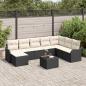 Preview: ARDEBO.de - 8-teiliges Garten-Sofa-Set mit Kissen, braun, Poly-Rattan, 2-Sitzer Garten-Sofa mit Kissen, schwarz, Poly-Rattan