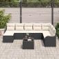 Preview: 8-teiliges Garten-Sofa-Set mit Kissen, braun, Poly-Rattan, 2-Sitzer Garten-Sofa mit Kissen, schwarz, Poly-Rattan