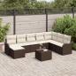 Preview: ARDEBO.de - 8-teiliges Garten Sofa Set mit Kissen Grau Poly Rattan, 2-Sitzer Garten Sofa mit Kissen Braun Poly Rattan