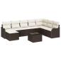 Preview: 8-teiliges Garten Sofa Set mit Kissen Grau Poly Rattan, 2-Sitzer Garten Sofa mit Kissen Braun Poly Rattan