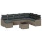 Preview: 8-teiliges Garten Sofa Set mit Kissen in Schwarz Poly Rattan, 2-Sitzer Garten Sofa mit Kissen in Grau Poly Rattan