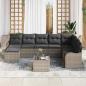 Preview: 8-teiliges Garten Sofa Set mit Kissen in Schwarz Poly Rattan, 2-Sitzer Garten Sofa mit Kissen in Grau Poly Rattan