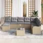 Preview: 9-teiliges Garten Sofa Set mit Kissen Schwarz Poly Rattan, 2-Sitzer Garten Sofa mit Kissen Beige Poly Rattan