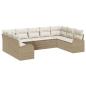 Preview: 9-teiliges Garten Sofa Set mit Kissen Beige Poly Rattan