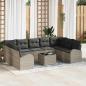 Preview: ARDEBO.de - 10-teiliges Garten Sofa Set mit Kissen Graues Poly Rattan