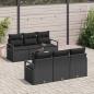 Preview: 7-teiliges Garten Sofa Set mit Kissen Schwarz Poly Rattan, 2-Sitzer Garten Sofa mit Kissen Schwarz Poly Rattan