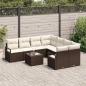 Preview: 9-teiliges Garten-Sofa Set mit Kissen Braun Poly-Rattan, 2-Sitzer Garten-Sofa mit Kissen Braun Poly-Rattan