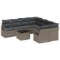 Preview: 9-teiliges Garten Sofa Set mit Kissen Grau Poly Rattan, 2-Sitzer Garten Sofa mit Kissen Grau Poly Rattan