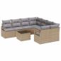 Preview: 9-teiliges Garten-Sofa-Set mit Kissen Beige Poly Rattan, 2-Sitzer Garten-Sofa mit Kissen Beige Poly Rattan