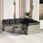 Preview: ARDEBO.de - 9-teiliges Garten-Sofa-Set mit Kissen Hellgrau Poly Rattan, 2-Sitzer Garten-Sofa mit Kissen Grau Poly Rattan