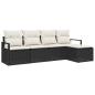 Preview: 5-teiliges Garten Sofa Set mit Kissen Schwarz Poly Rattan, 2-Sitzer Garten Sofa mit Kissen Schwarz Poly Rattan