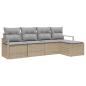 Preview: 5-teiliges Garten Sofa Set mit Kissen Beige Poly Rattan, 2-Sitzer Garten Sofa mit Kissen Beige Poly Rattan