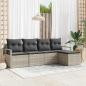 Preview: ARDEBO.de - 5-teiliges Garten Sofa Set mit Kissen Hellgrau Poly-Rattan, 2-Sitzer Garten Sofa mit Kissen Grau Poly-Rattan
