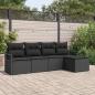 Preview: ARDEBO.de - 5-teiliges Garten Sofa Set mit Kissen Schwarz Poly Rattan, 2-Sitzer Garten Sofa mit Kissen Schwarz Poly Rattan