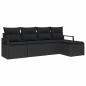Preview: 5-teiliges Garten Sofa Set mit Kissen Schwarz Poly Rattan, 2-Sitzer Garten Sofa mit Kissen Schwarz Poly Rattan