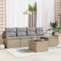 Preview: ARDEBO.de - 6-teiliges Garten Sofa Set mit Kissen Schwarz Poly Rattan, 2-Sitzer Garten Sofa mit Kissen Beige Poly Rattan