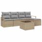 Preview: 6-teiliges Garten Sofa Set mit Kissen Schwarz Poly Rattan, 2-Sitzer Garten Sofa mit Kissen Beige Poly Rattan
