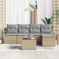 Preview: 6-teiliges Garten Sofa Set mit Kissen Schwarz Poly Rattan, 2-Sitzer Garten Sofa mit Kissen Beige Poly Rattan