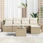 Preview: 6-teiliges Garten-Sofa-Set mit Kissen, braunes Poly Rattan, 2-Sitzer Garten-Sofa mit Kissen, beige Poly Rattan