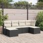 Preview: ARDEBO.de - 6-teiliges Garten-Sofaset mit Kissen Schwarz Poly-Rattan, 2-Sitzer Garten-Sofa mit Kissen Schwarz Poly-Rattan