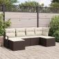Preview: ARDEBO.de - 6-teiliges Garten-Sofa-Set mit Kissen Braun Poly Rattan, 2-Sitzer Garten-Sofa mit Kissen Braun Poly Rattan
