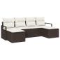 Preview: 6-teiliges Garten-Sofa-Set mit Kissen Braun Poly Rattan, 2-Sitzer Garten-Sofa mit Kissen Braun Poly Rattan
