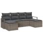 Preview: 6-teiliges Garten Sofa Set mit Kissen Grau Poly Rattan, 2-Sitzer Garten Sofa mit Kissen Grau Poly Rattan