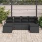 Preview: 6-teiliges Garten Sofa Set mit Kissen Schwarz Poly Rattan, 2-Sitzer Garten Sofa mit Kissen Schwarz Poly Rattan