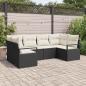 Preview: ARDEBO.de - 6-teiliges Garten Sofa Set mit Kissen Schwarz Poly Rattan, 2-Sitzer Garten Sofa mit Kissen Schwarz Poly Rattan