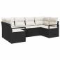 Preview: 6-teiliges Garten Sofa Set mit Kissen Schwarz Poly Rattan, 2-Sitzer Garten Sofa mit Kissen Schwarz Poly Rattan