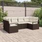 Preview: ARDEBO.de - 6-teiliges Garten Sofa Set mit Kissen Braun Poly Rattan, 2-Sitzer Garten Sofa mit Kissen Braun Poly Rattan