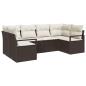 Preview: 6-teiliges Garten Sofa Set mit Kissen Braun Poly Rattan, 2-Sitzer Garten Sofa mit Kissen Braun Poly Rattan